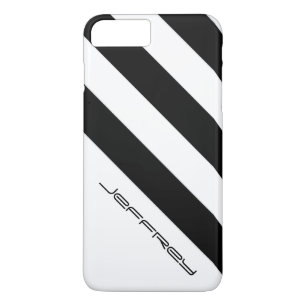 Funda Para iPhone 8 Plus/7 Plus Banda diagonal minimalista en blanco y negro, nomb