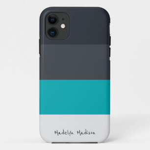 Funda Para iPhone 11 Banda horizontal de bloques de colores Negro y Gri