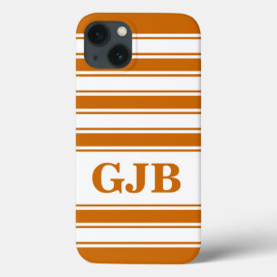 Funda Para iPhone 13 Banda horizontal naranja con monograma