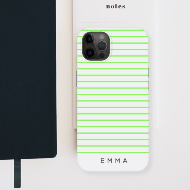 Funda De Case-Mate Para iPhone Banda moderna | Neon Lime Green Funky Trendy Name (Subido por el creador)
