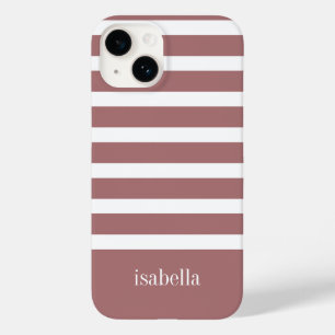 Funda Para iPhone 14 De Case-Mate Banda rosa y blanca polvorienta moderna con monogr