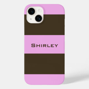 Funda Para iPhone 14 De Case-Mate Bandas anchas rosadas y chocolate marrón de STaylo