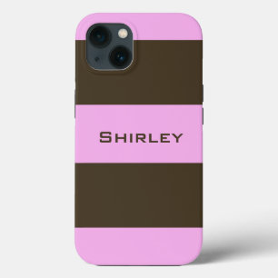 Funda Para iPhone 13 Bandas anchas rosadas y chocolate marrón de STaylo