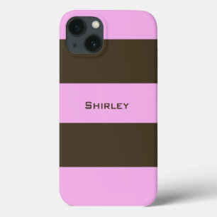 Funda Para iPhone 13 Bandas anchas rosadas y chocolate marrón de STaylo