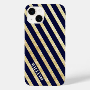 Funda Para iPhone 14 De Case-Mate Bandas Azul Oscuras Y Oro
