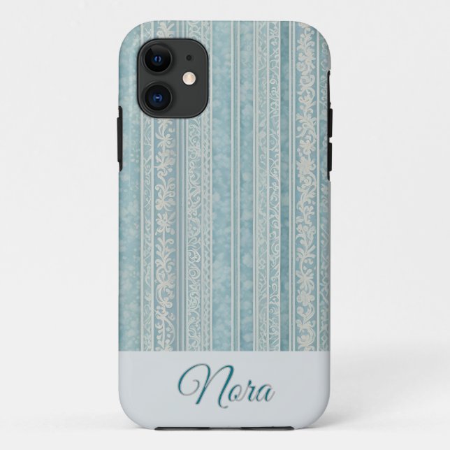 Funda De Case-Mate Para iPhone Bandas azul y crema oxidadas personalizadas (Reverso)