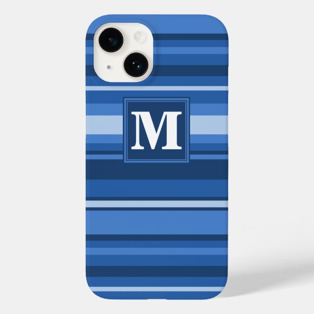 Funda De Case-Mate Para iPhone Bandas azules monográficas (Reverso )