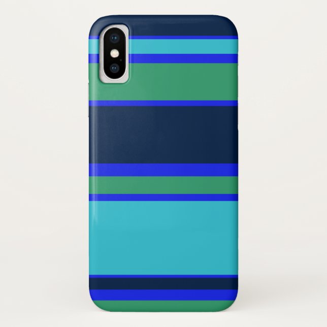 Funda De Case-Mate Para iPhone Bandas azules y verdes (Reverso)