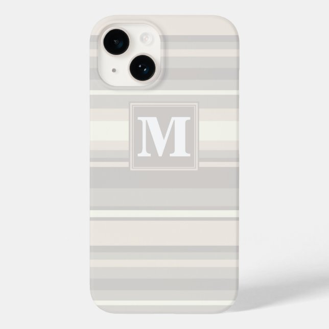 Funda De Case-Mate Para iPhone Bandas beige monogramo (Reverso )