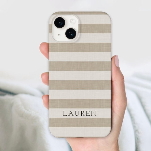 Funda De Case-Mate Para iPhone Bandas Beige Rústicas Monogramadas (Subido por el creador)