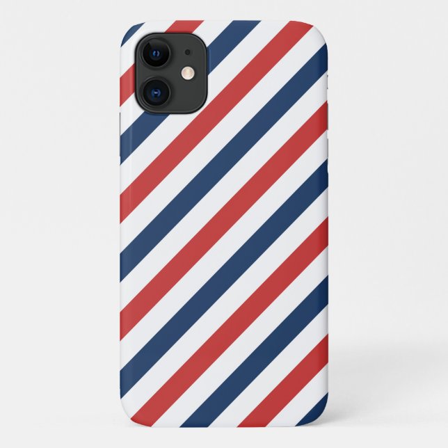 Funda De Case-Mate Para iPhone Bandas blancas y azules rojas patrióticas (Reverso)