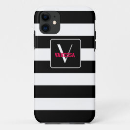 Funda Para iPhone 11 Bandas blancas y negras - Personaliza tu propia