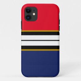 Funda Para iPhone 11 Bandas de Carreras azul de la Marina Blanca Roja b