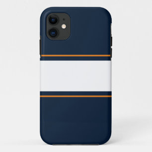 Funda Para iPhone 11 Bandas de Carreras azul de la Marina Naranja blanc