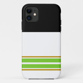 Funda Para iPhone 11 Bandas de Carreras verde de la tapa blanca y ancha