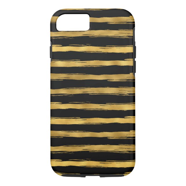 Funda De Case-Mate Para iPhone Bandas de Glam Black Gold (Reverso)