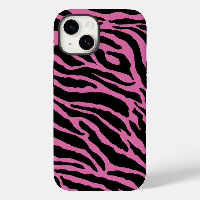 Funda De Case-Mate Para iPhone Bandas de impresión de animales rosados y negros (Reverso )