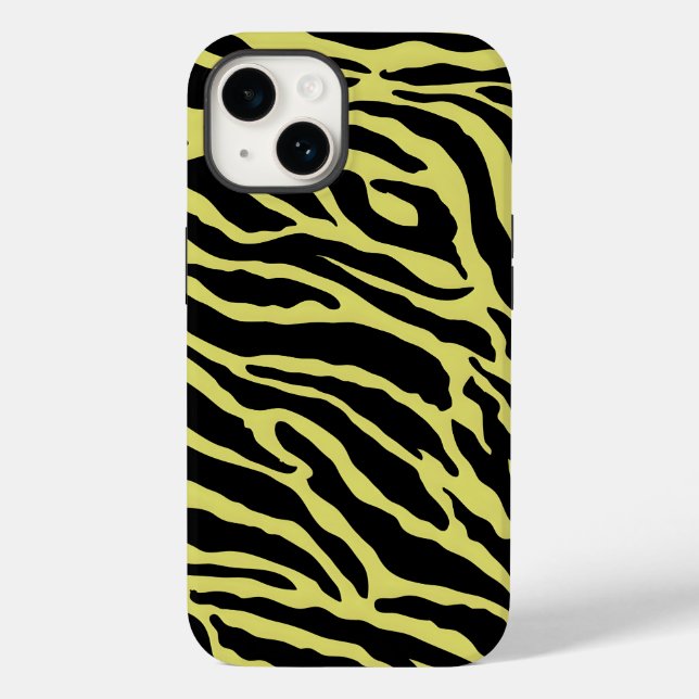 Funda De Case-Mate Para iPhone Bandas de impresión para animales amarillos y negr (Reverso )