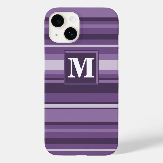 Funda De Case-Mate Para iPhone Bandas de lavanda monogramo (Reverso )