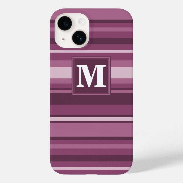 Funda De Case-Mate Para iPhone Bandas de mauve monogramo (Reverso )