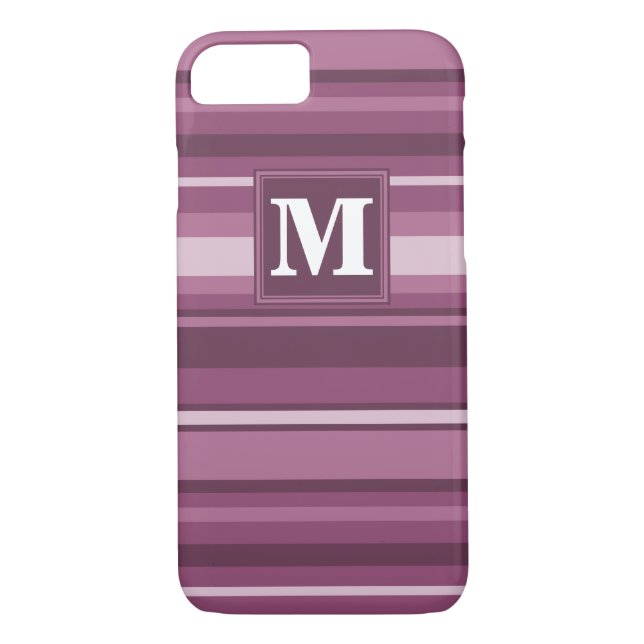 Funda De Case-Mate Para iPhone Bandas de mauve monogramo (Reverso)
