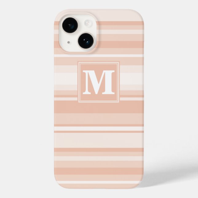 Funda De Case-Mate Para iPhone Bandas de melocotón monograma (Reverso )