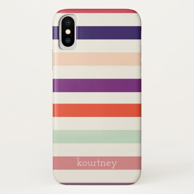 Funda De Case-Mate Para iPhone Bandas de negrita Monograma (Reverso)