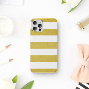 Funda Para iPhone 11 Bandas de oro, franjas blancas, patrón rayado