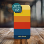 Funda Para iPhone 14 De Case-Mate Bandas de puesta de sol retro con nombre de serie<br><div class="desc">Bandas de rugby - Un patrón preppy con franjas atrevidas y un nombre. Si su arte todavía necesita ser ajustado,  haga clic en el botón Personalizar Este botón. Esto te llevará a un área de diseño donde podrás mover cosas e incluso cambiar de color.</div>