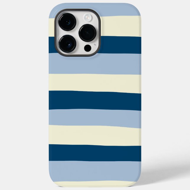 Funda De Case-Mate Para iPhone Bandas desiguales: azul oscuro, azul claro y crema (Reverso )