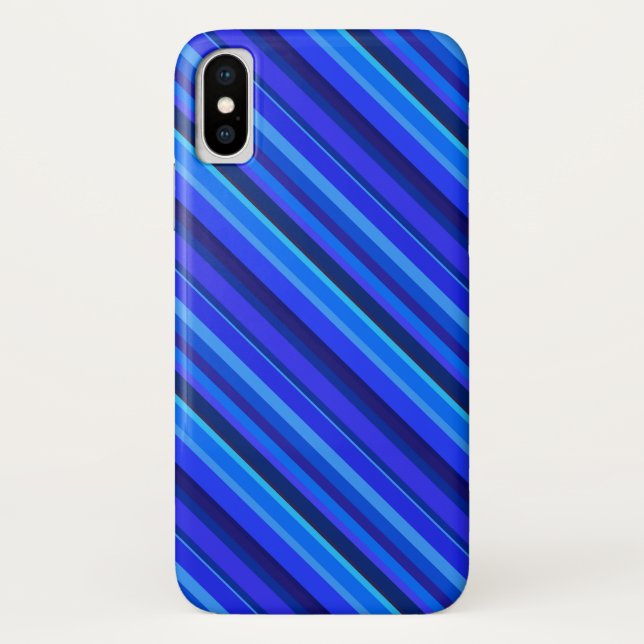 Funda De Case-Mate Para iPhone Bandas diagonales azules (Reverso)