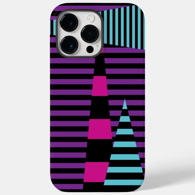 Funda De Case-Mate Para iPhone Bandas en franjas: rosa, púrpura, azul y negro (Reverso )