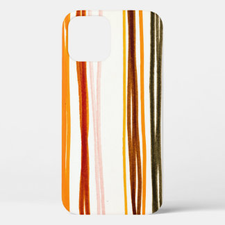 Funda Para iPhone 12 Bandas geométricas, ilustracion de acuarela naranj