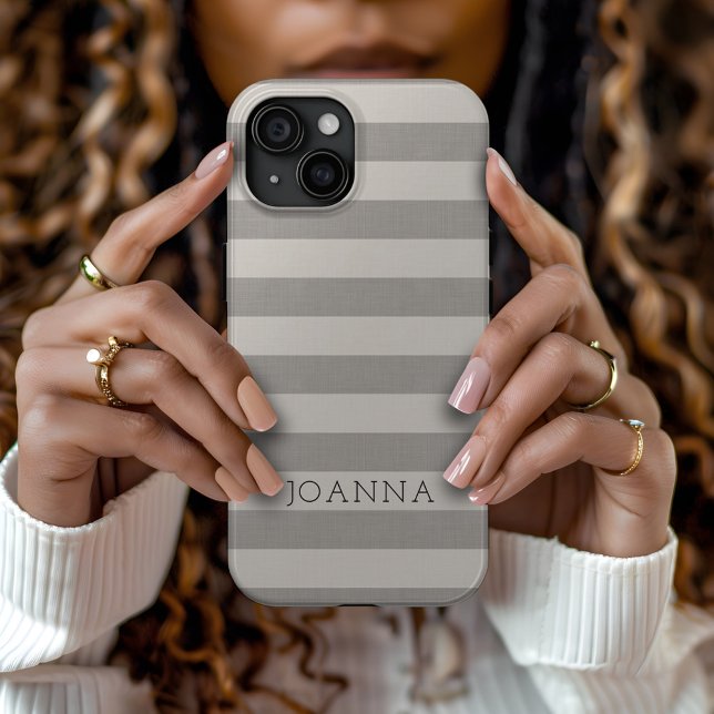 Funda De Case-Mate Para iPhone Bandas Gris Rústicas Monogramadas (Subido por el creador)