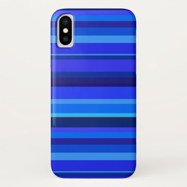 Funda De Case-Mate Para iPhone Bandas horizontales azules (Reverso)