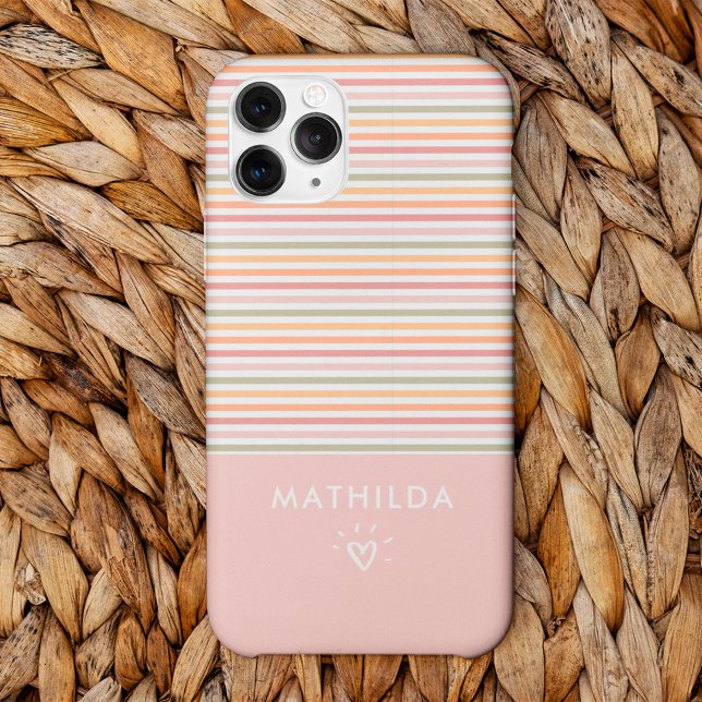 Funda De Case-Mate Para iPhone Bandas luminosas modernas (phone case with striped pattern and name)