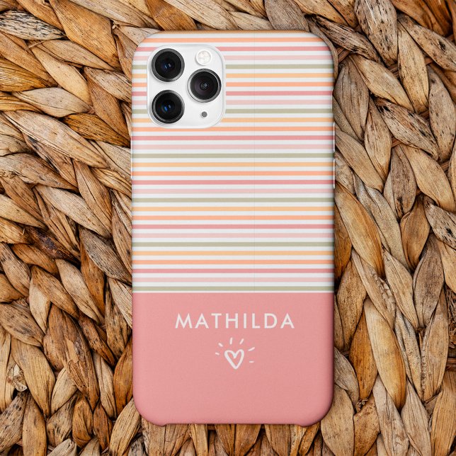 Funda De Case-Mate Para iPhone Bandas luminosas modernas (phone case with striped pattern and name)