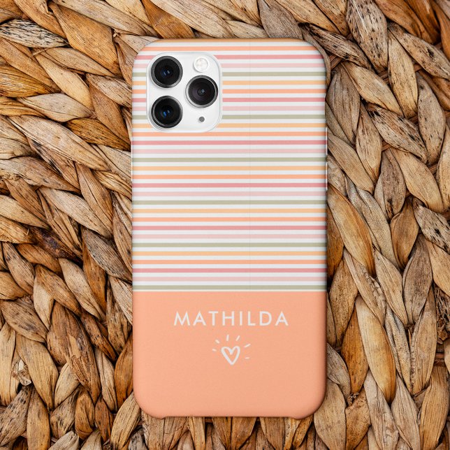 Funda De Case-Mate Para iPhone Bandas luminosas modernas (striped pattern phone case with name)