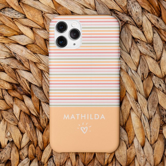 Funda De Case-Mate Para iPhone Bandas luminosas modernas (phone case with striped pattern and name)