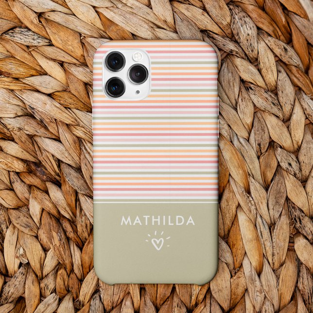 Funda De Case-Mate Para iPhone Bandas luminosas modernas (phone case with striped pattern and name)