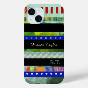 Funda Para iPhone 15 Bandas modernas y elegantes y nombre personalizado