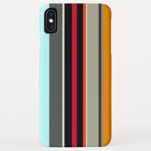 Funda Para iPhone XS Max Bandas multicolores de Plata Azul Amarillo Rojo