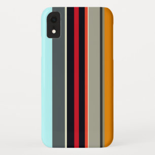 Funda Para iPhone XR Bandas multicolores de Plata Azul Amarillo Rojo
