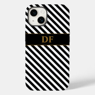 Funda Para iPhone 14 De Case-Mate Bandas negras/blancas monogramadas