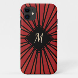 Funda Para iPhone 14 De Case-Mate Bandas negras rojas Monograma moderno Personalizad