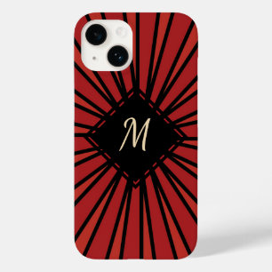 Funda Para iPhone 14 De Case-Mate Bandas negras rojas Monograma moderno Personalizad