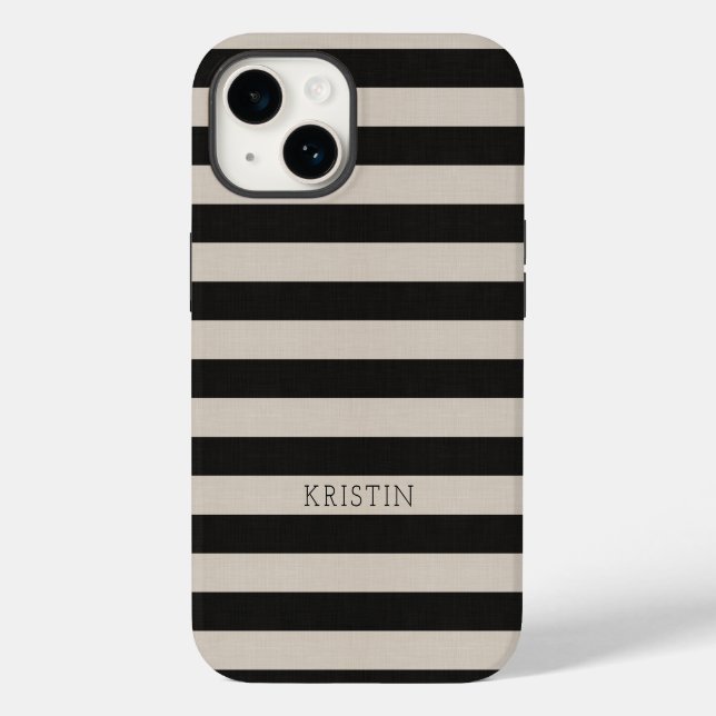Funda De Case-Mate Para iPhone Bandas negras rusas monogramadas (Reverso )