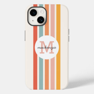 Funda Para iPhone 14 De Case-Mate Bandas retro-coloreadas monogramadas personalizada