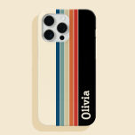 Funda Para iPhone 14 De Case-Mate Bandas retro de nombre personalizado<br><div class="desc">Crea tu propio nombre personalizado para el estuche iPhone con diseño de patrones de rayas retro.</div>