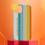 Funda Para iPhone 14 De Case-Mate Bandas retro oro naranja verde azulado con nombre<br><div class="desc">Un arco iris retro con colores inspirados de los años 70 y un patrón mínimo. Los colores verde azulado,  naranja y dorado se pueden cambiar. Las grandes rayas que corren verticalmente lo convierten en un aspecto atrevido pero mínimo para tu cubierta.</div>